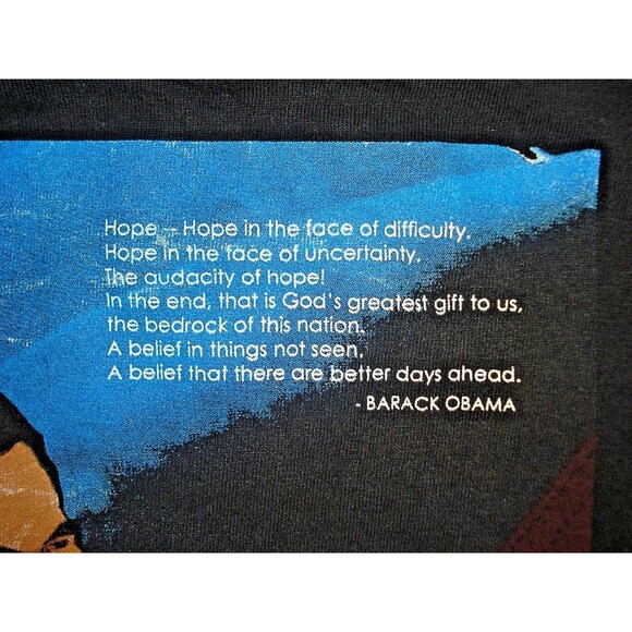 Barack Obama T Shirt Yes We Will Hope In The Face Of Difficulty Graphic 3XL - Picture 5 of 7